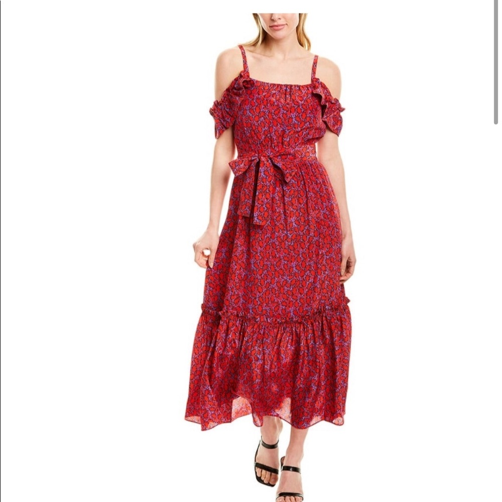 Derek Lam red off shoulder midi dress